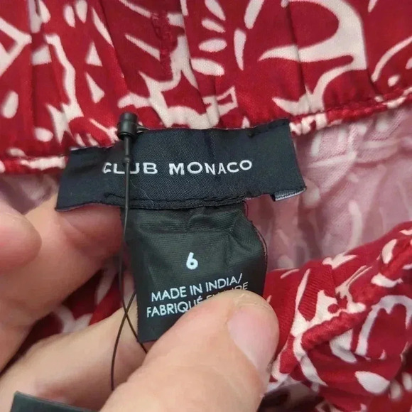 CLUB Monaco Women Beachy Tropical Print Wide Leg Belted Pull-On Pants - Picture 5 of 11